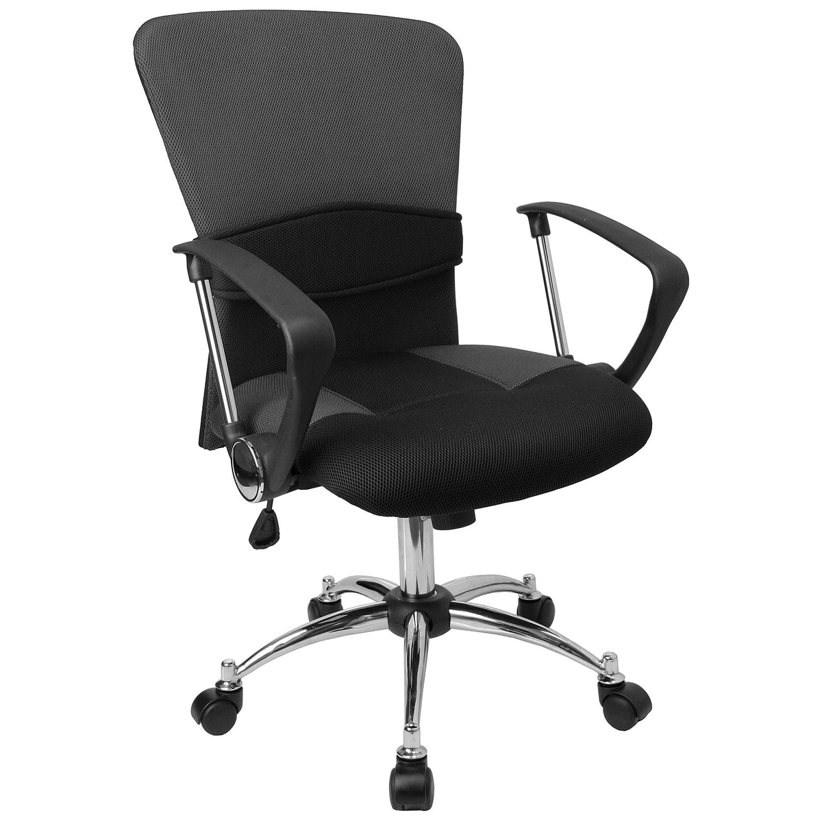 Grey Mesh Swivel Task Office Chair with Lumbar Support and Arms M2116