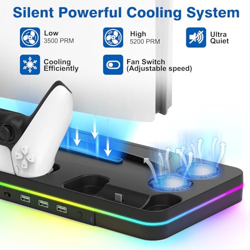 PS5 Slim Cooling Station with 2 Cooling Fan and 2 Controller Charging Station L518