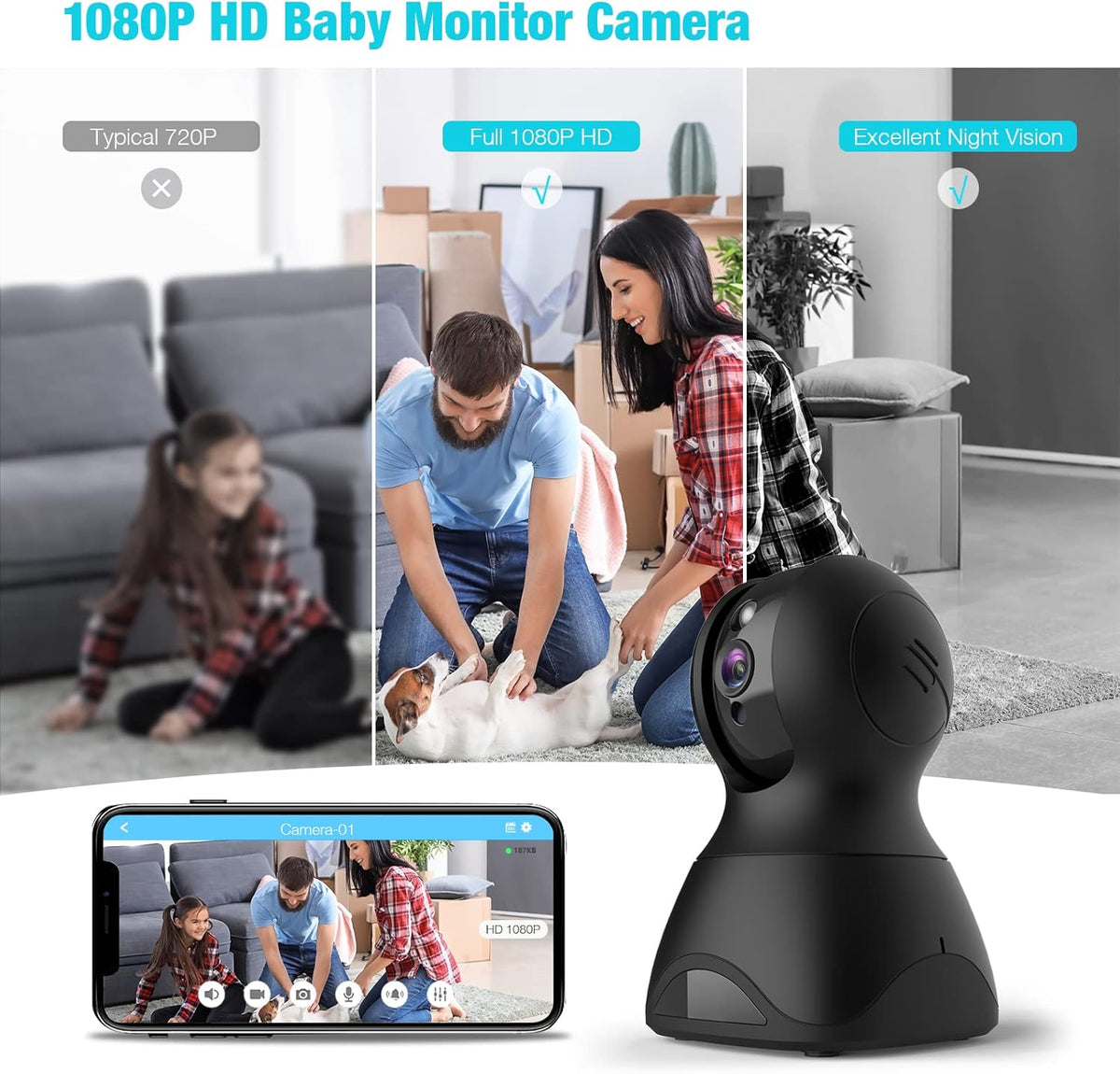 1080P WiFi Pet Camera with 2-Way Talk and Night Vision V574