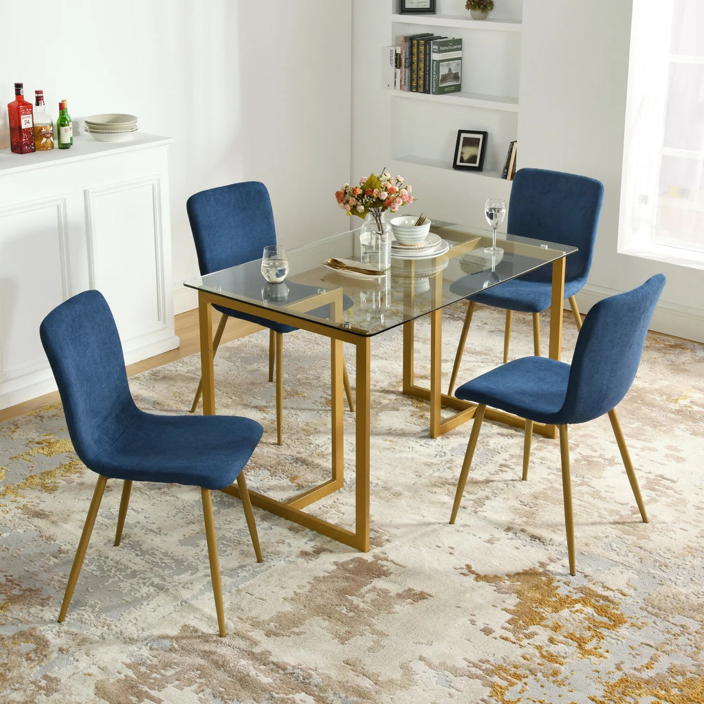 Navy Blue Velvet Dining Chairs Set of 4 J1965