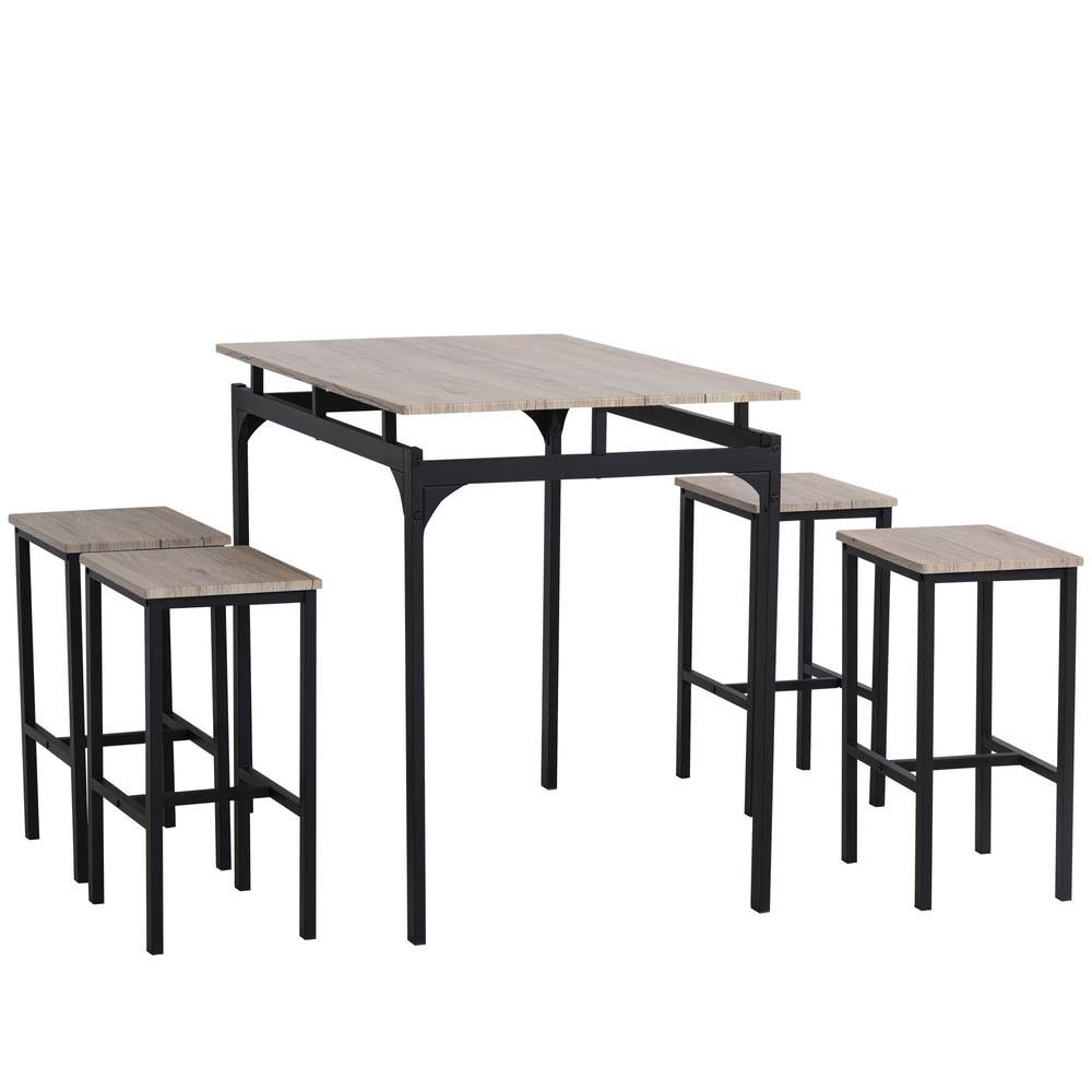 5 Piece Kitchen Table and 4 Stools Dining Set with Metal Legs G8596
