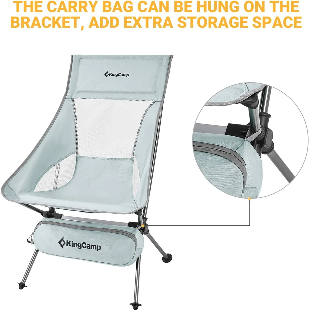 2 Pack High Back Lightweight Extra Wide Folding Camping Chairs with Carry Bag Black Q671