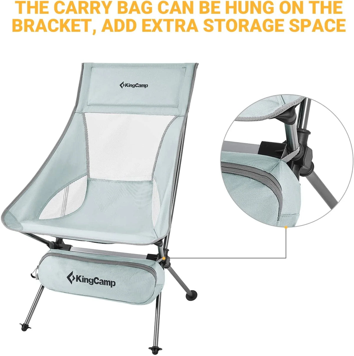 2 Pack High Back Lightweight Extra Wide Folding Camping Chairs with Carry Bag Black Q671