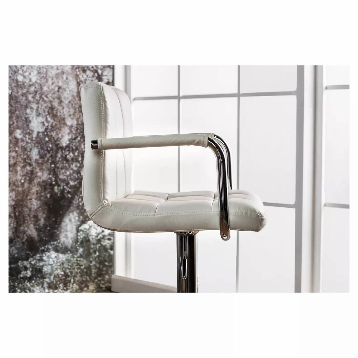 Adjustable Swivel Barstool with Arms White U273322