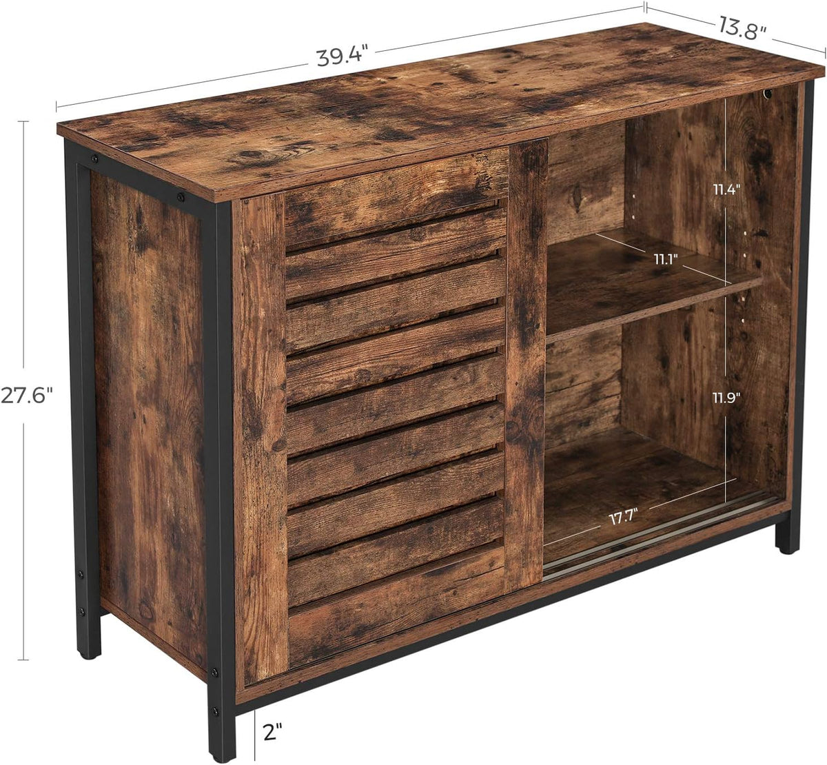 Rustic Brown Sideboard with Sliding Doors J595