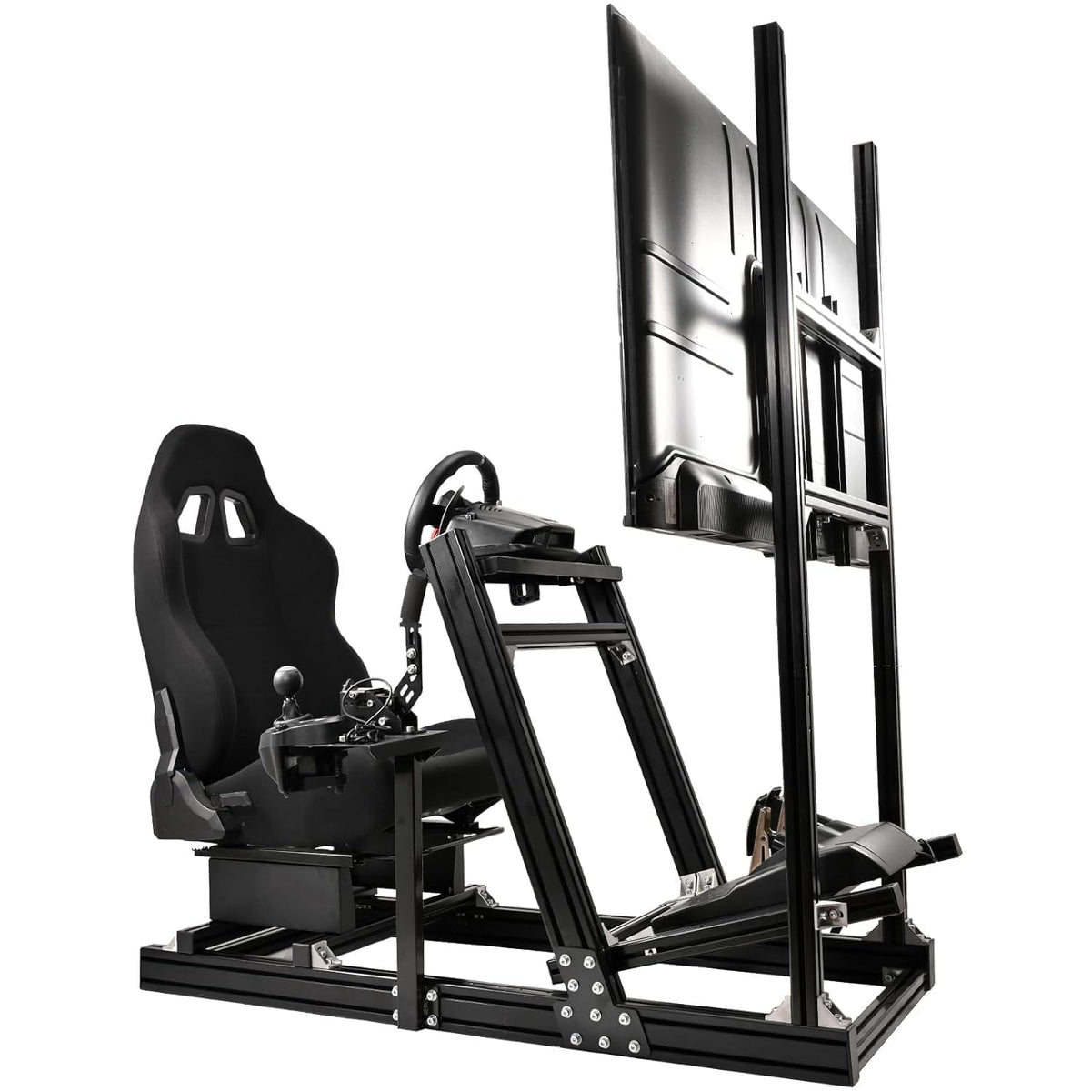 Racing Simulator Cockpit with Monitor Stand and Black Seat Z9139