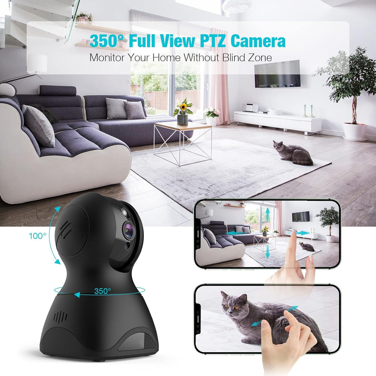 1080P WiFi Pet Camera with 2-Way Talk and Night Vision V574