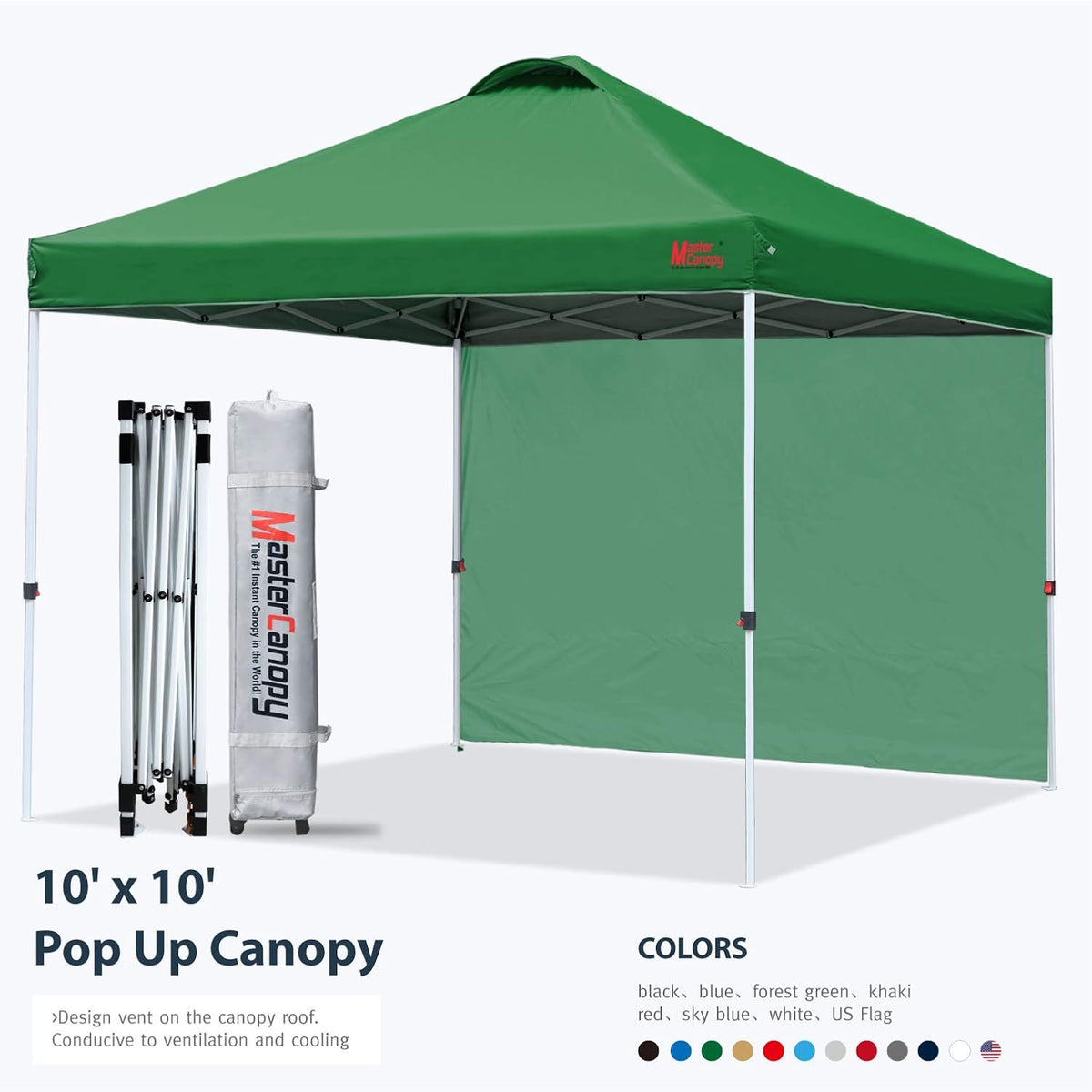 10'x10' Black Pop Up Canopy Tent with 1 Sidewall N831536