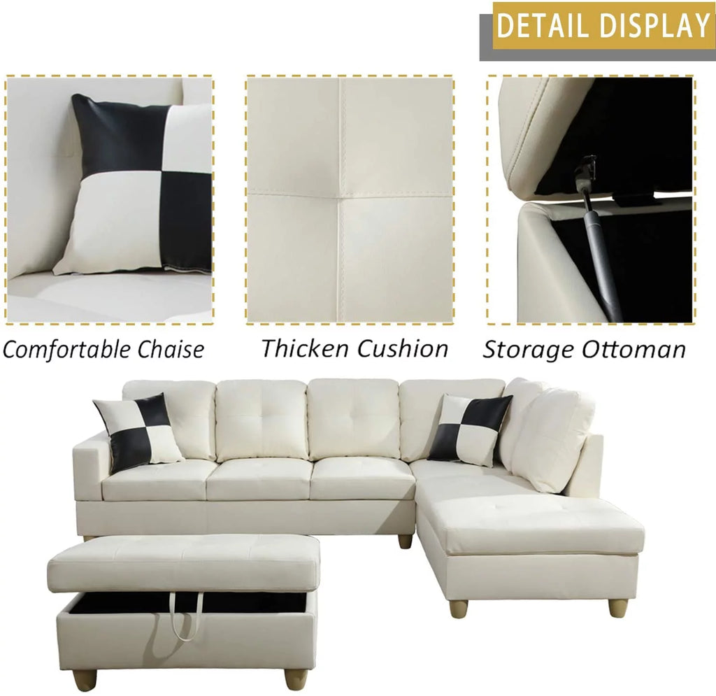 106.5'' Sectional Sofa with Storage Ottoman U27825