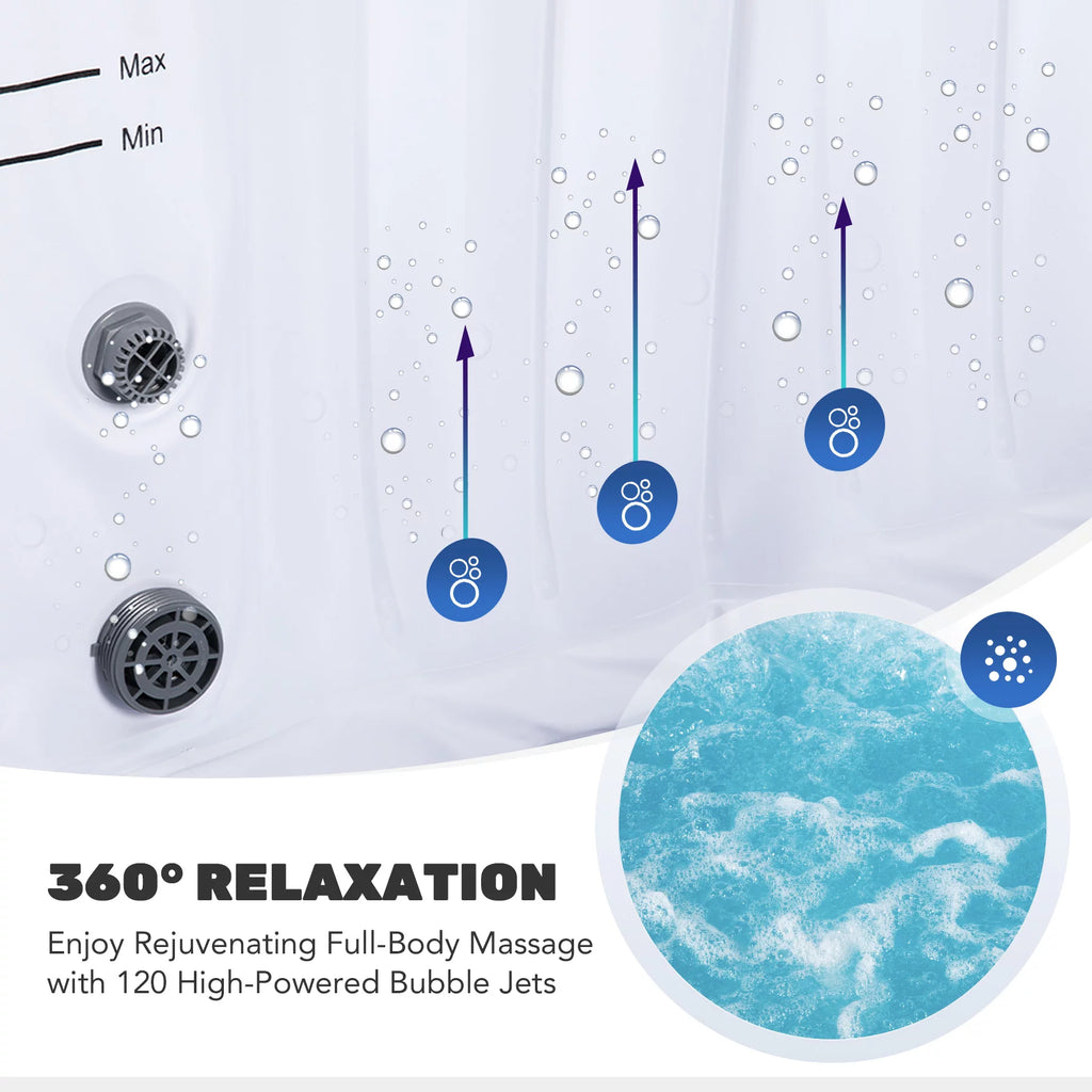 4 Person 6ft Inflatable Hot Tub Pool with Massage Jets S138130