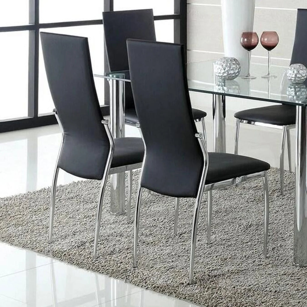 Black Tempered Glass 7pcs Dining Room Set W757848
