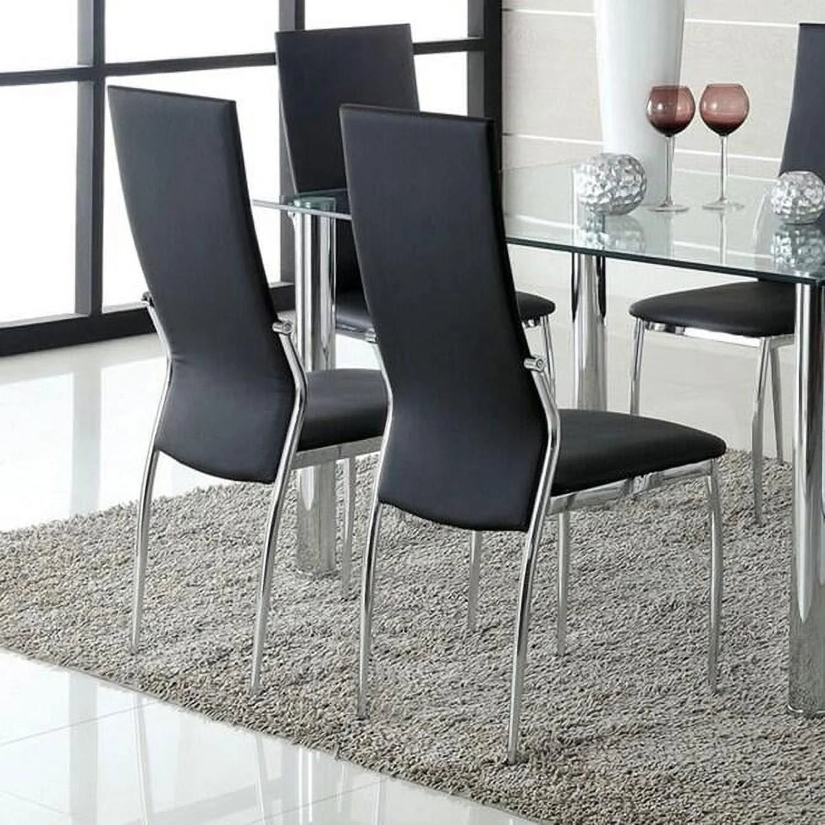 Black Tempered Glass 7pcs Dining Room Set W757848