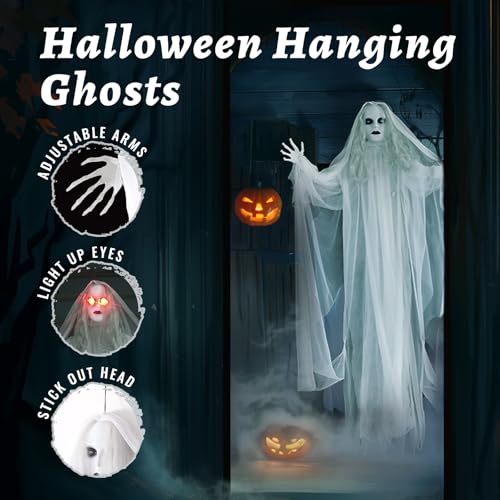 White 6FT Hanging Ghosts Halloween Decoration C801488