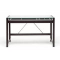Dark Brown Wood Desk with Glass Top S65747