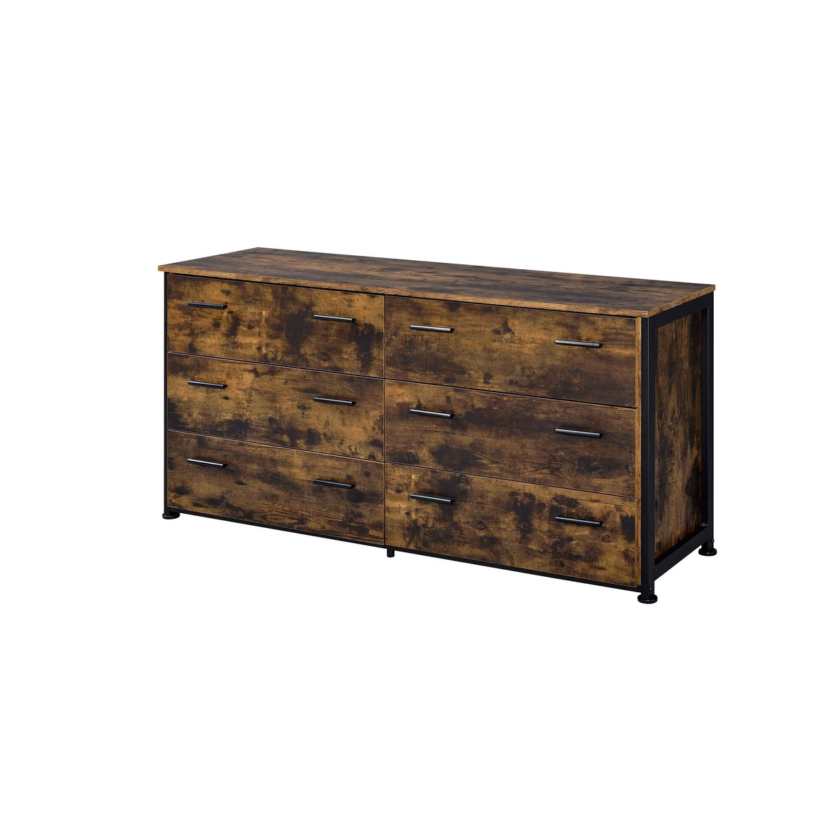 59 Inch Rustic Wood Dresser 6 Drawers Brown and Black G737951