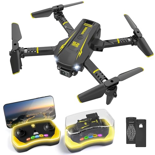Black Mini Drone with Camera, Remote Control Quadcopter with 1080P HD Live Video Camera, 2 Batteries G65284