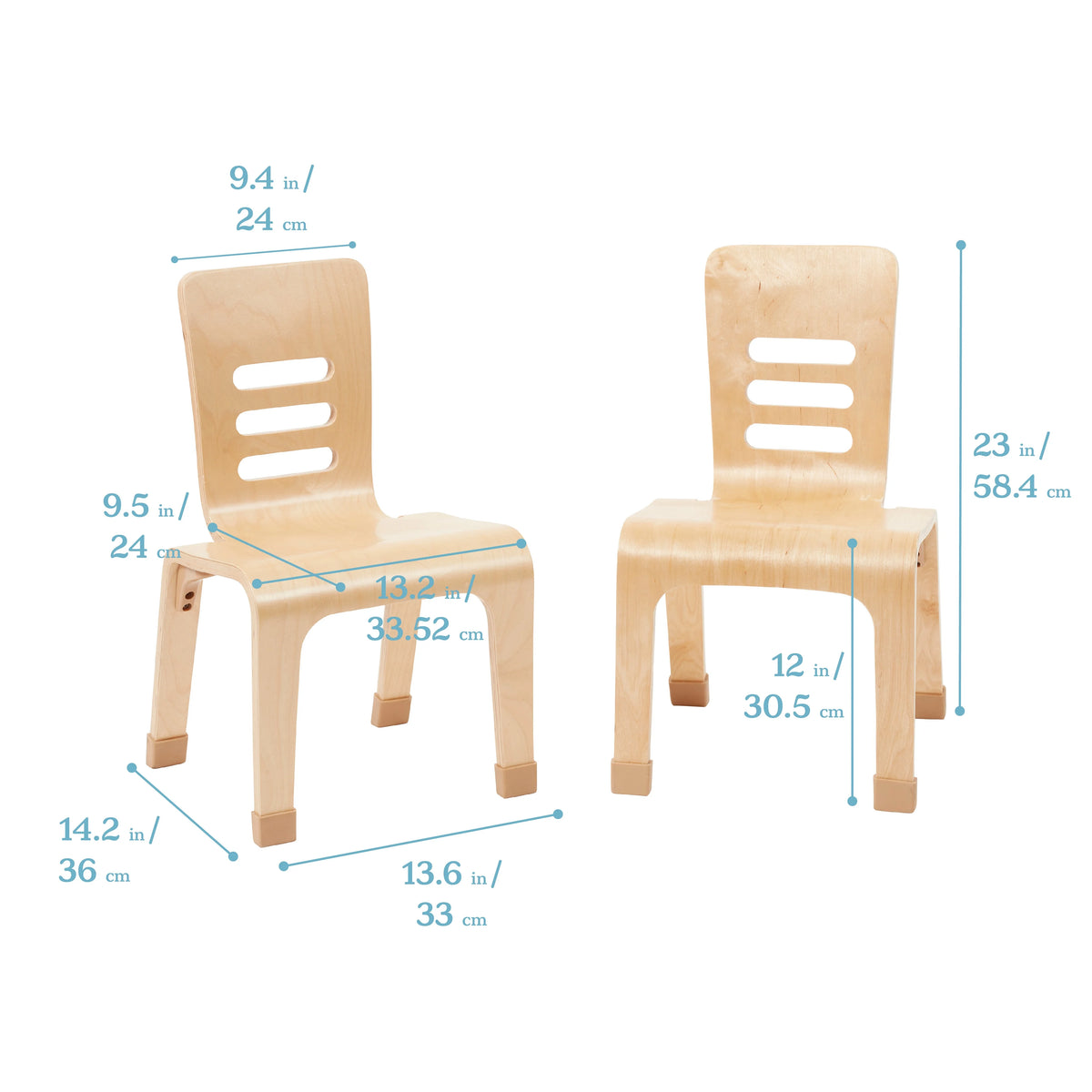 Bentwood Chair, 12in Seat Height, Natural, 2-Pack E82278