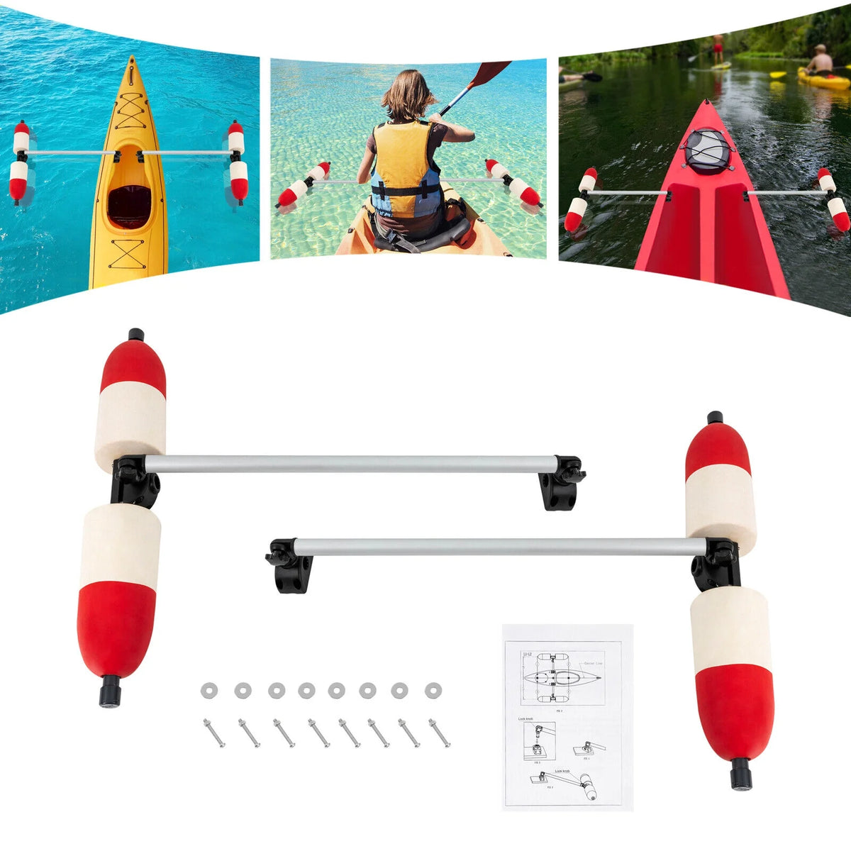 Kayak Canoe PVC Aluminum Stabilizer System Outrigger Arms Fishing Kit K566
