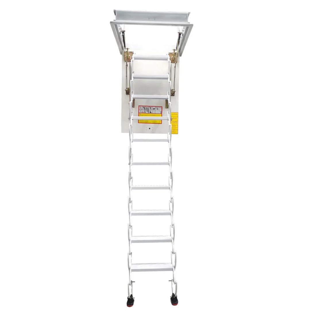 10.5ft Carbon Steel White Attic Ceiling Ladder Stairs T8622