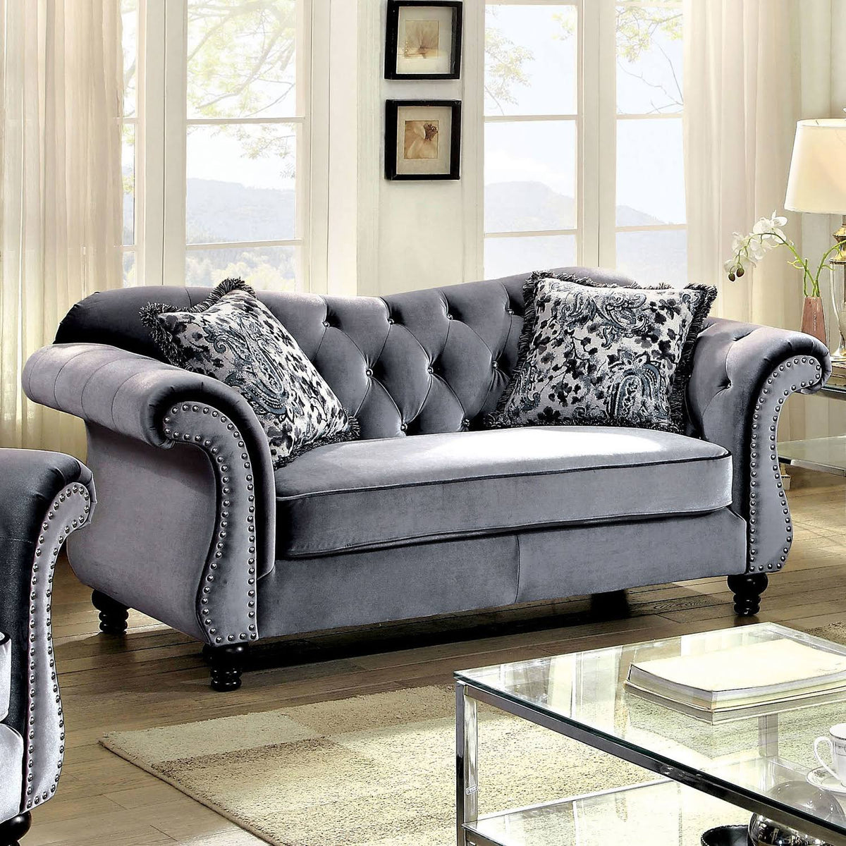 Gray Loveseat D36664