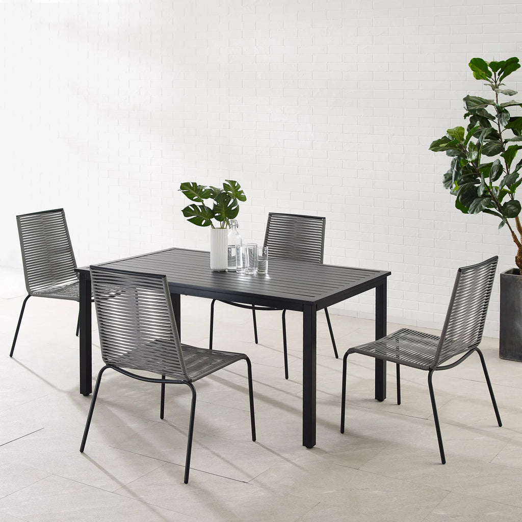 5 Pc Gray Wicker Rattan Outdoor Dining Set A592137