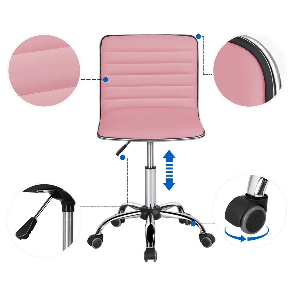Pink Swivel Task Chair with Adjustable Height U4693