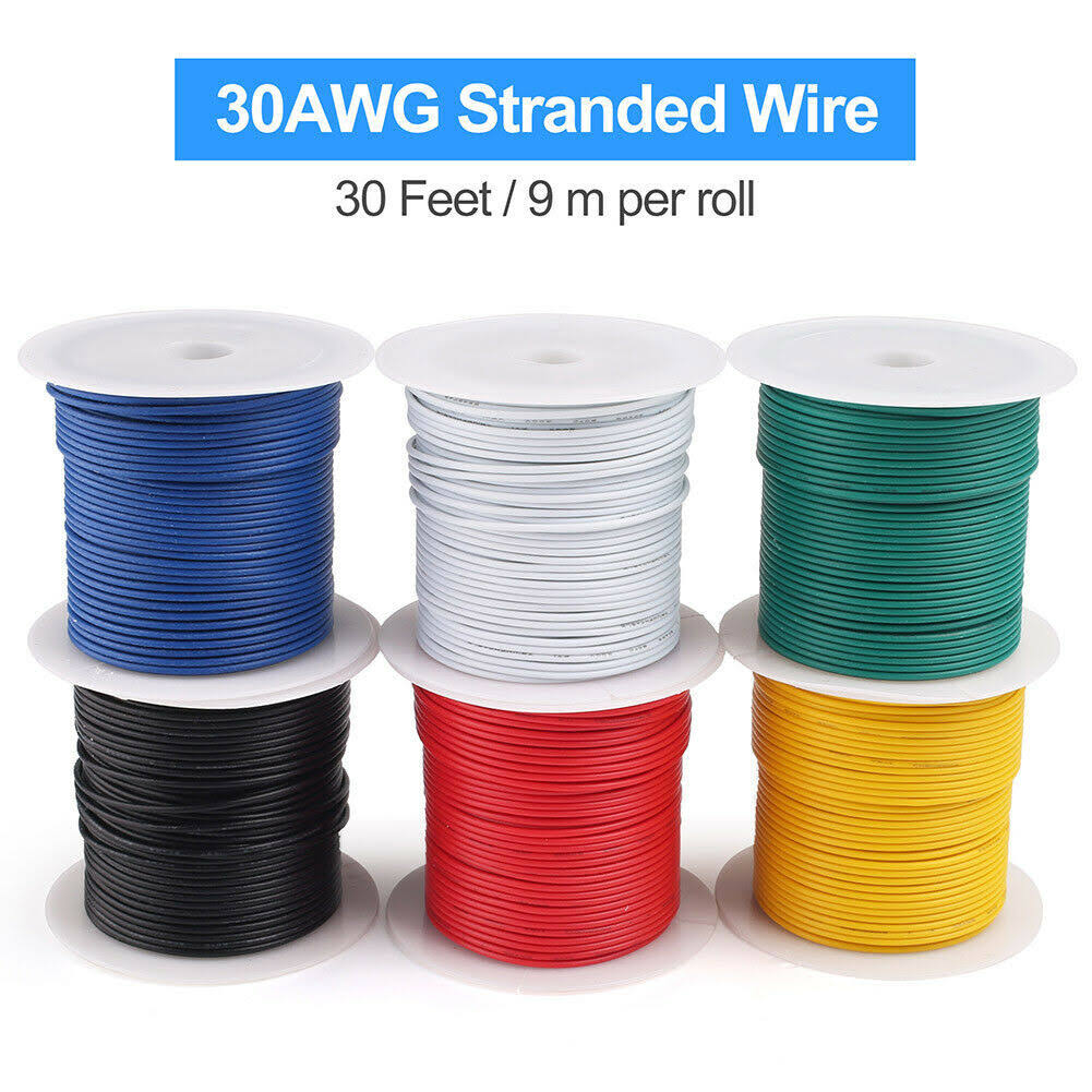 30AWG Stranded Tinned Copper Hookup Wire Kit, 6 Colors, 30 Feet Each, 300V C856250