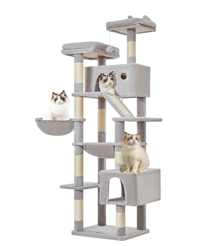71-Inch Multi-Level Cat Tree with Hammock and 2 Top Perches E8660