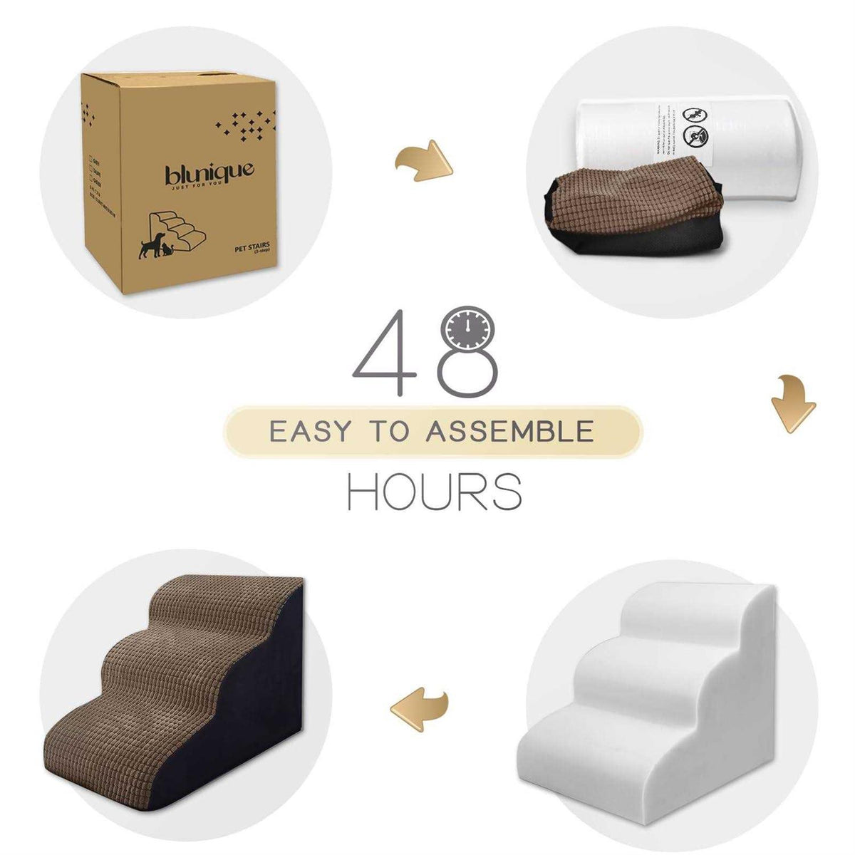 4-Step Corduroy Non-Slip High Density Foam Dog Steps C4333