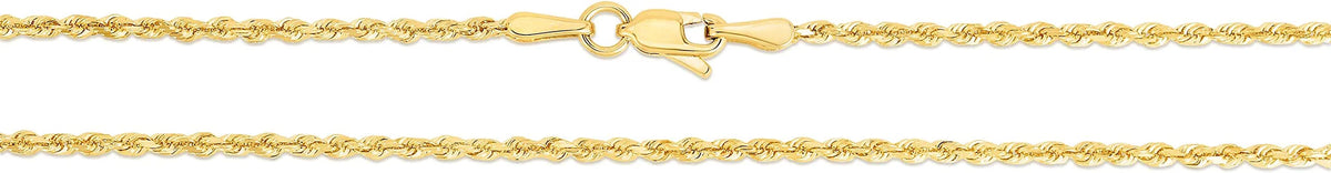 10k Yellow Gold 2mm Diamond Cut Rope Chain Necklace V44866