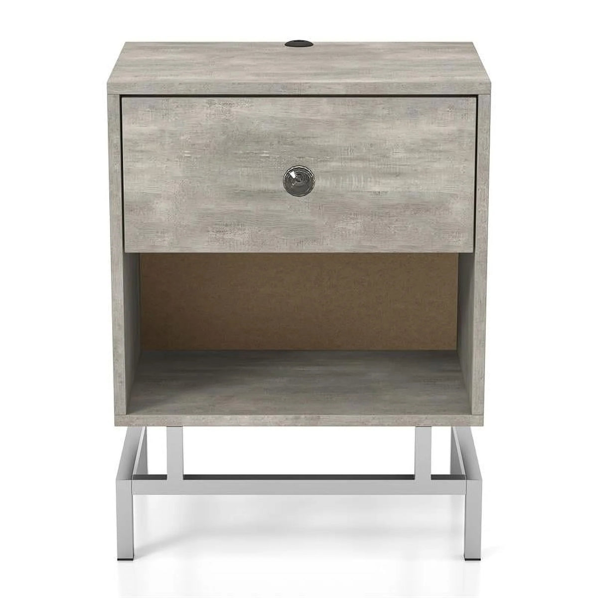 Light Gray Wood End Table with USB Port, Set of 2 N379324