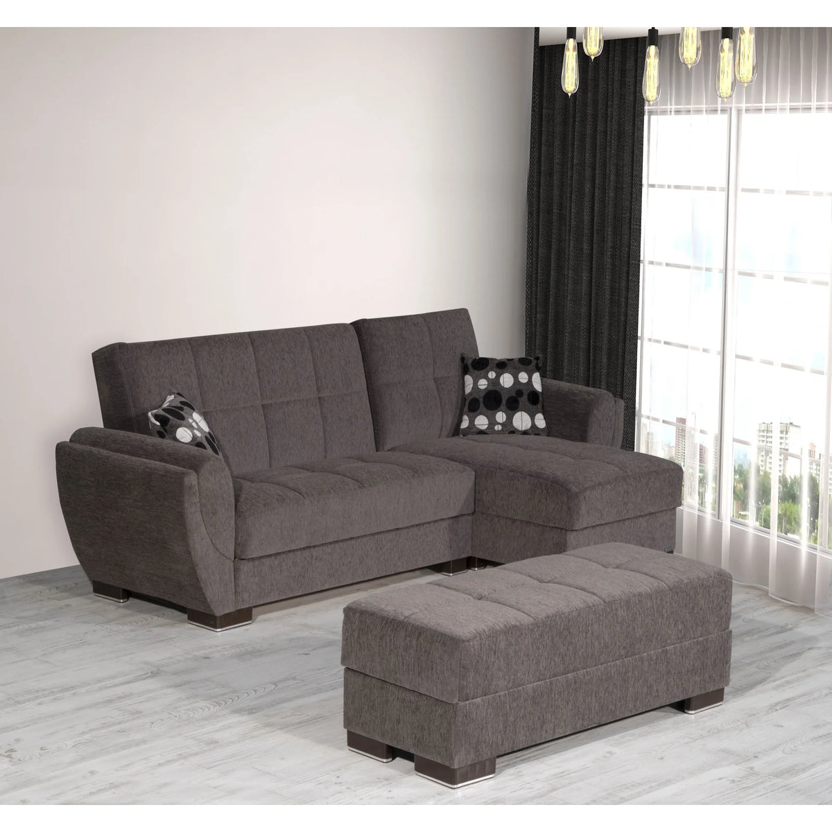 Gray Sectional Ottoman K534