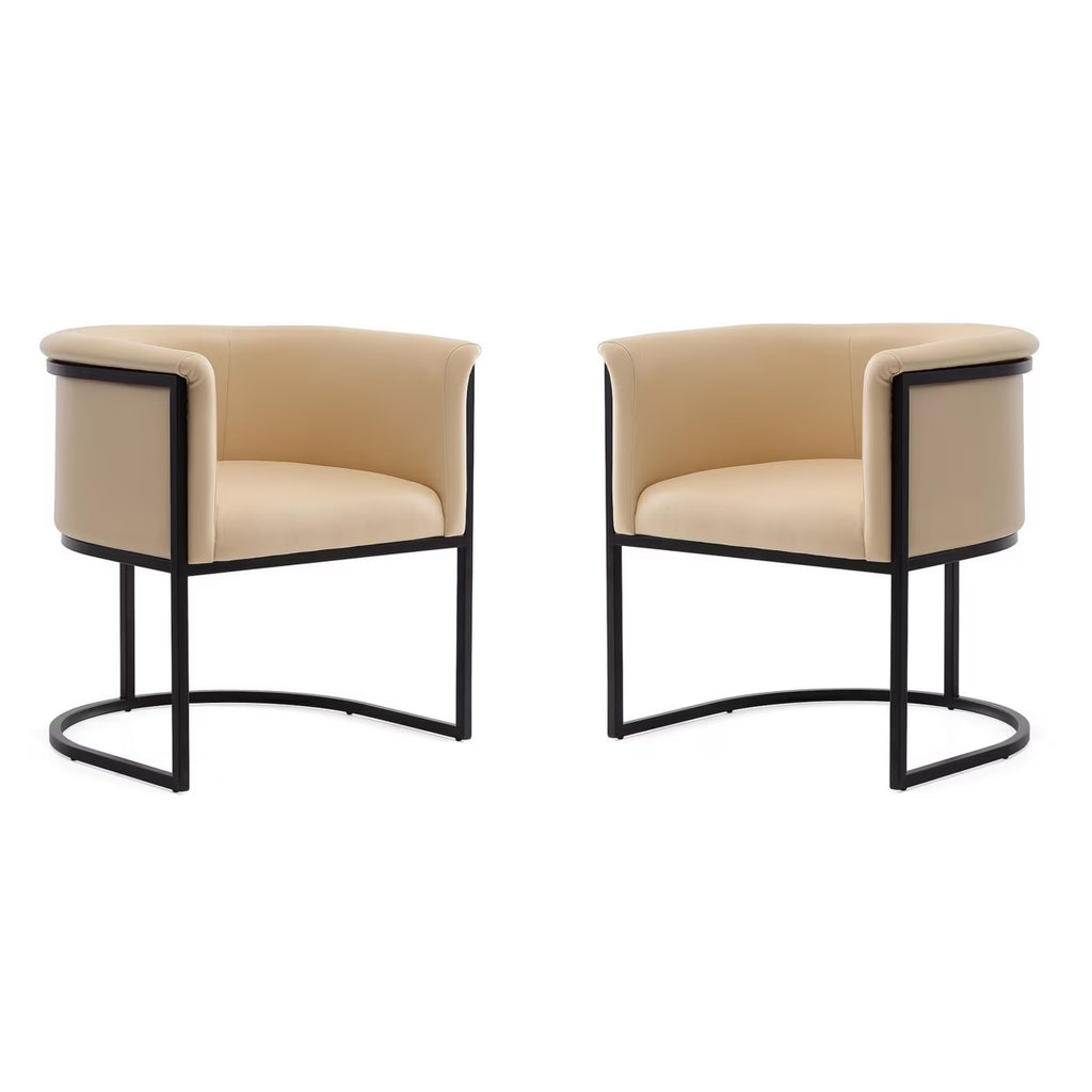 Tan and Black Faux Leather Dining Chair (Set of 2) F40326