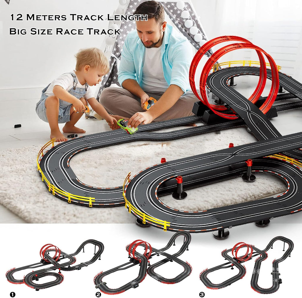 Electric Powered Slot Car Race Track Set with Four Cars J793
