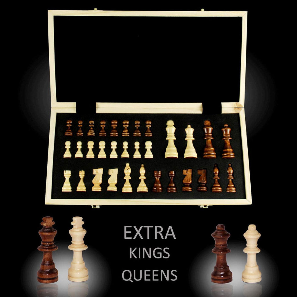 Magnetic Wooden Chess Set with Storage Slots W36488