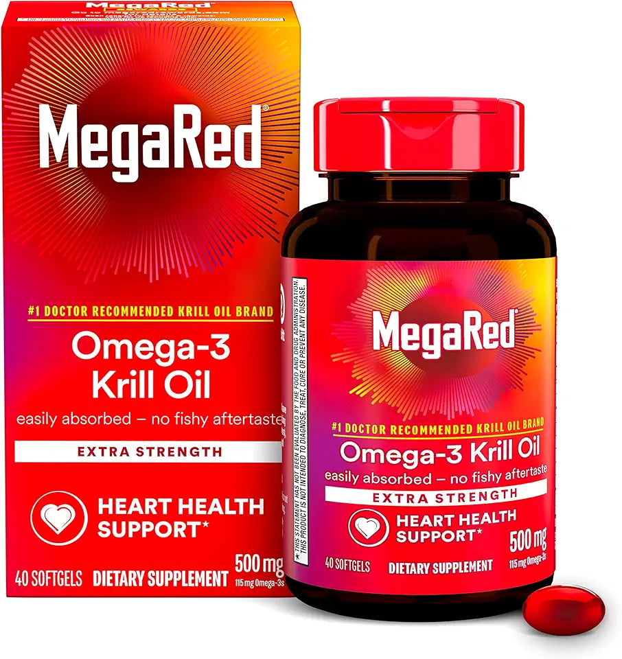 Omega-3 Krill Oil 500mg Extra Strength Softgels 40 Count L573974