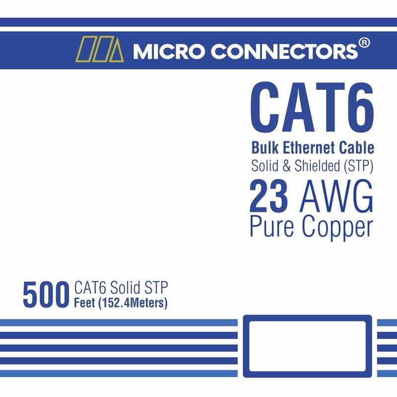 500ft Solid Shielded Cat6 Bulk Ethernet Cable Blue O471063