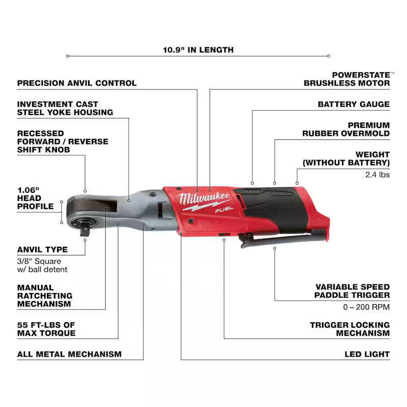 18V Brushless Cordless 3/8 in. Impact Wrench & Ratchet E35659