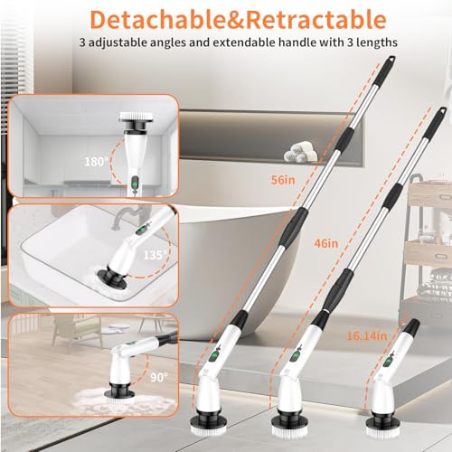 Cordless Electric Spin Scrubber with Long Handle W341