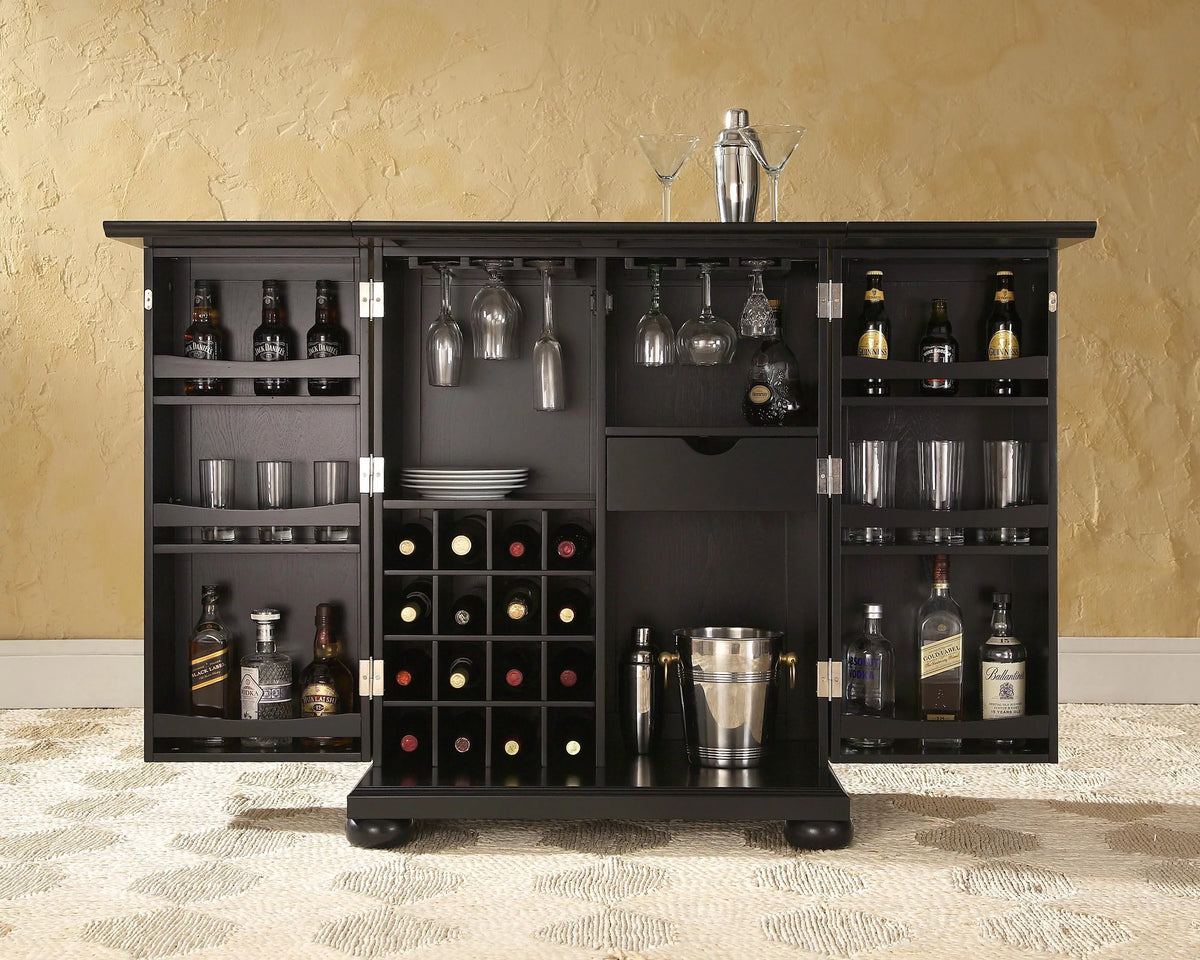 Black Wood Expandable Bar Cabinet L809