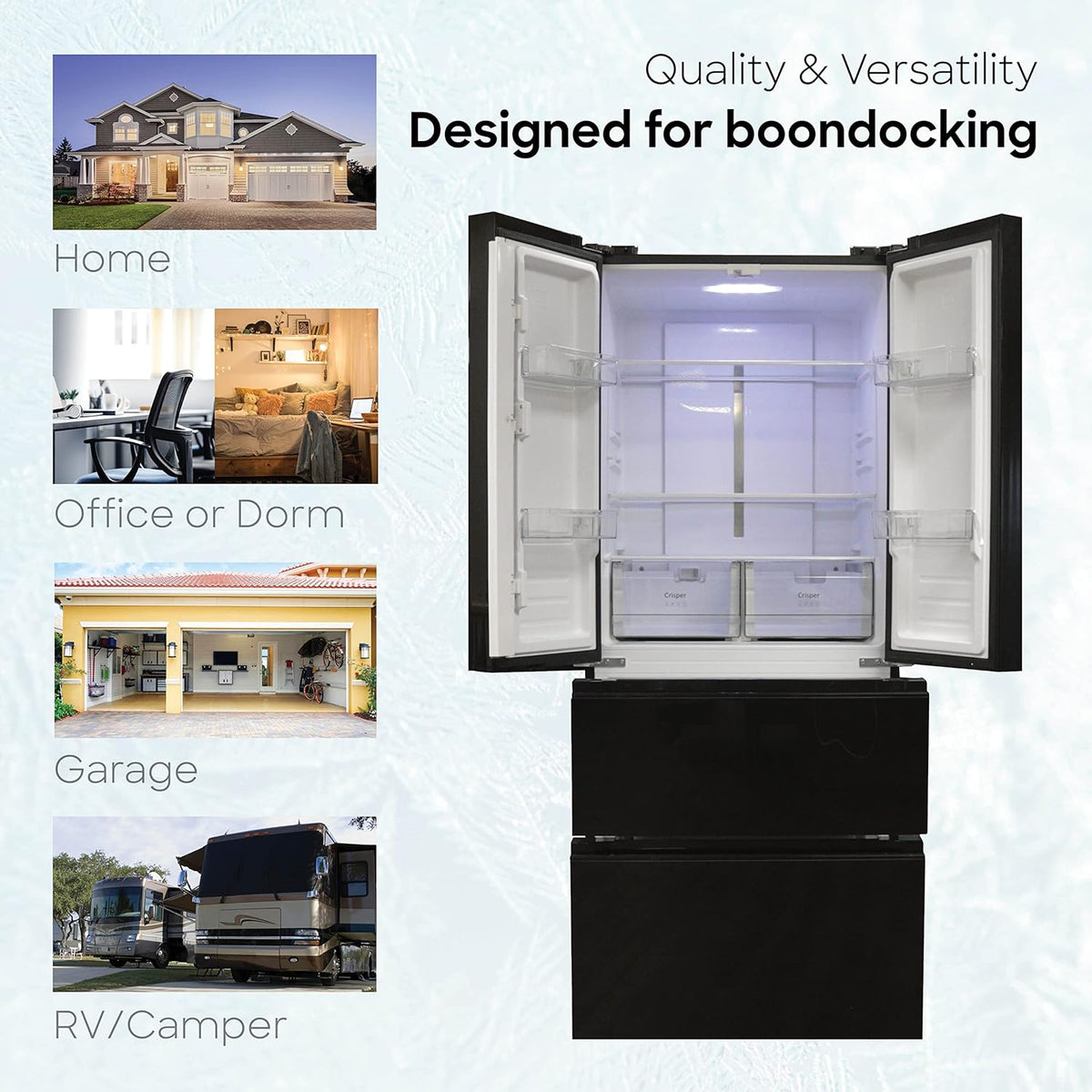 Black 30 Inch Frost Free French Door Refrigerator W8729