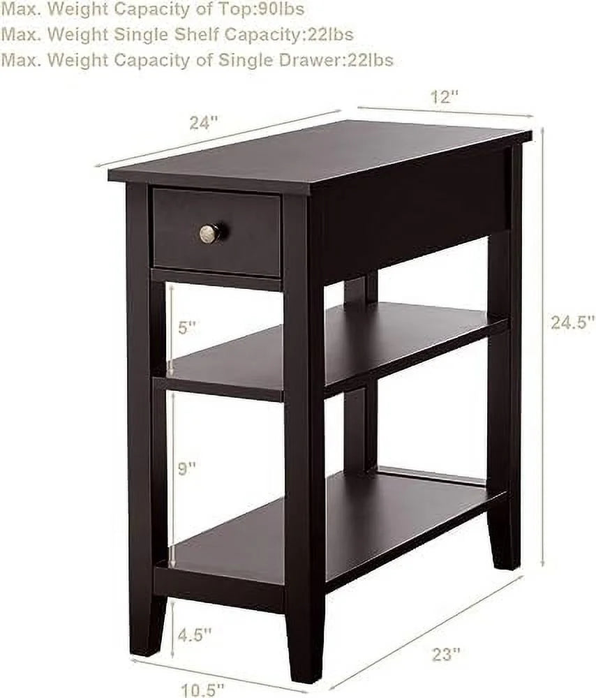 Narrow End Table with Drawer and 2 Open Shelves Z3444