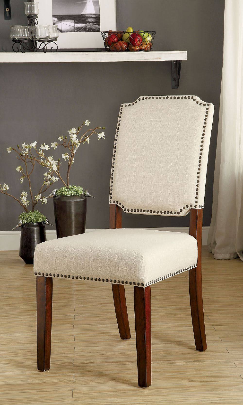 Brown Cherry and Ivory Side Chair Set of 2 T294