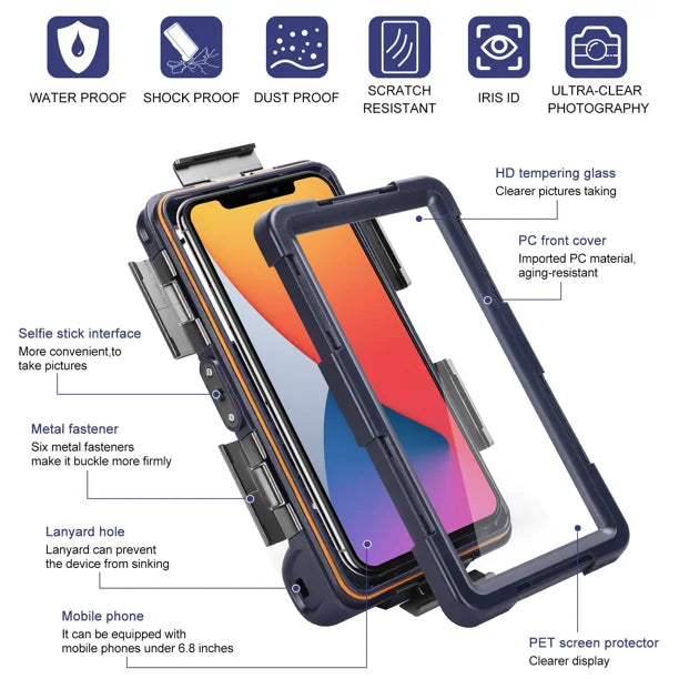 Waterproof Protective Case for Phones Up to 6.9 Inch with Lanyard A512