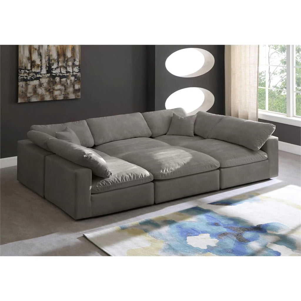 Gray Velvet Down Filled Modular Sectional Sofa E712