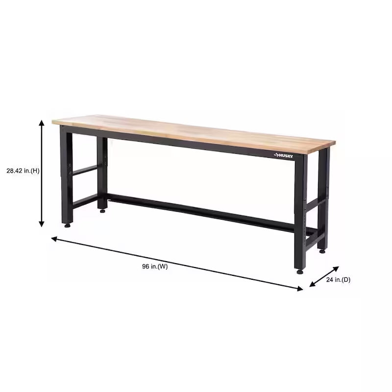 8 ft. Adjustable Height Solid Wood Top Workbench A651020
