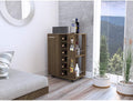 Espresso Bar Cart Cabinet with 6-Cubbies and 2-Shelves L340573