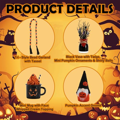 Halloween Decorations and Wooden Two Tiered Tray Stand M165601