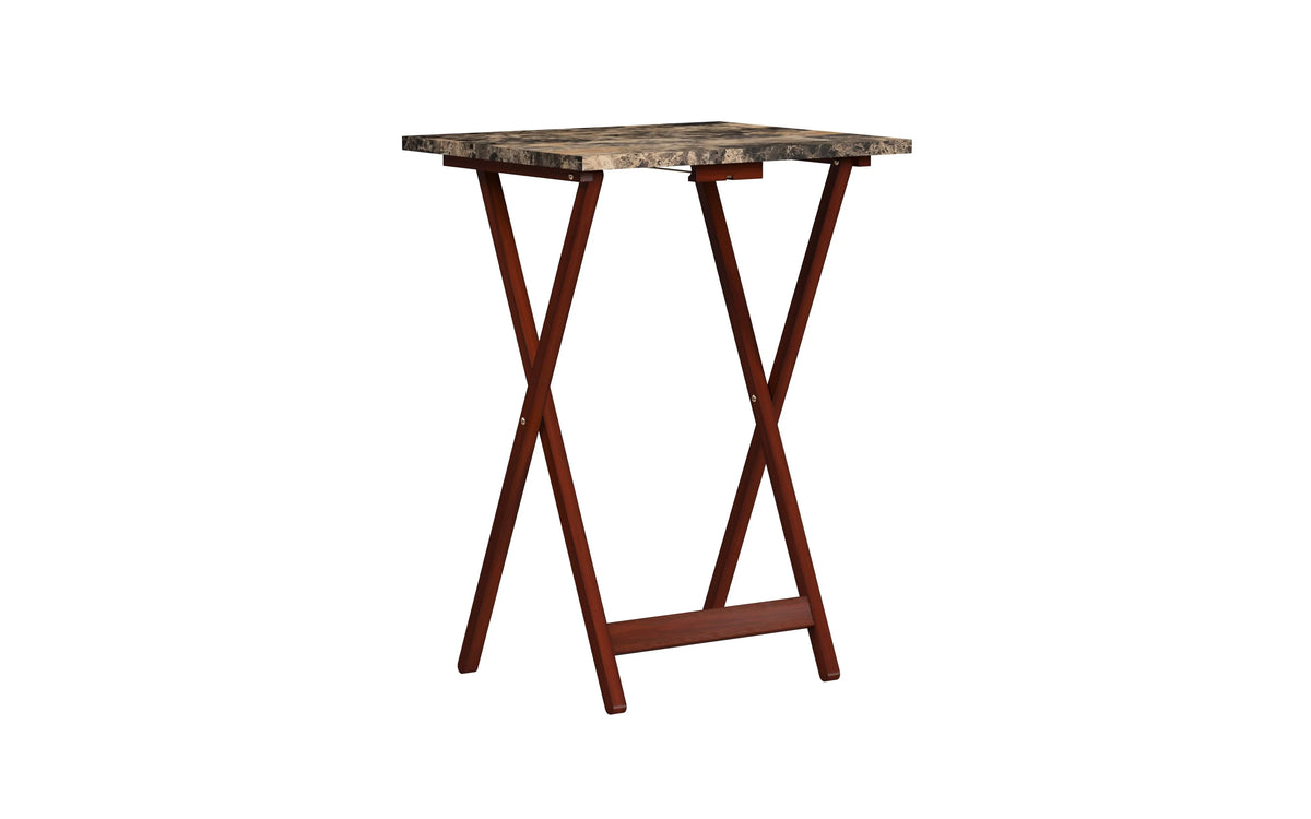 5-piece Faux Marble Folding Snack Tray Table Set I720787