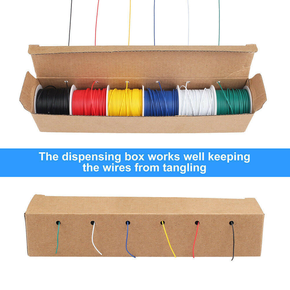 30AWG Stranded Tinned Copper Hookup Wire Kit, 6 Colors, 30 Feet Each, 300V C856250